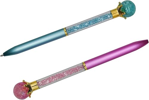 Miniatura 6 de Maydahui 12 bolígrafos retráctiles con gemas de cristal, bolígrafos retráctiles de arena movediza de colores de tinta negra para suministros