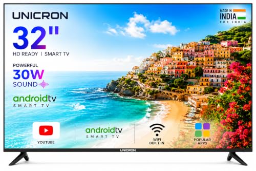 Image of TE 32 Inch Android Smart TV, HD Ready LED Television with WiFi, 30W Sound with Premium Frameless Design, Built in Apps Compatible & A+ Display