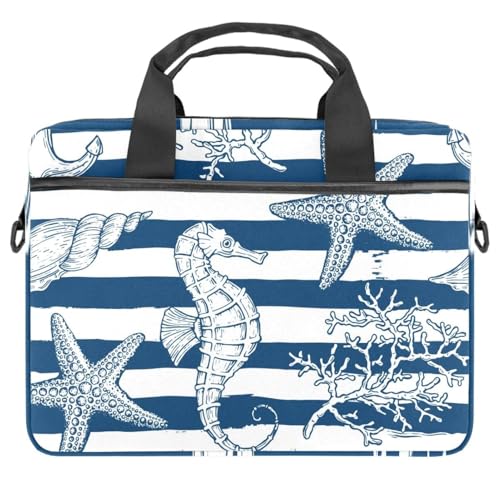Maletín bandolera para laptop 14.5 pulgadas funda delgada con asas rayas azules