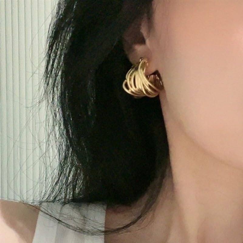 C-shaped gold circle wrapped multi-layer vintage earring jewelry4