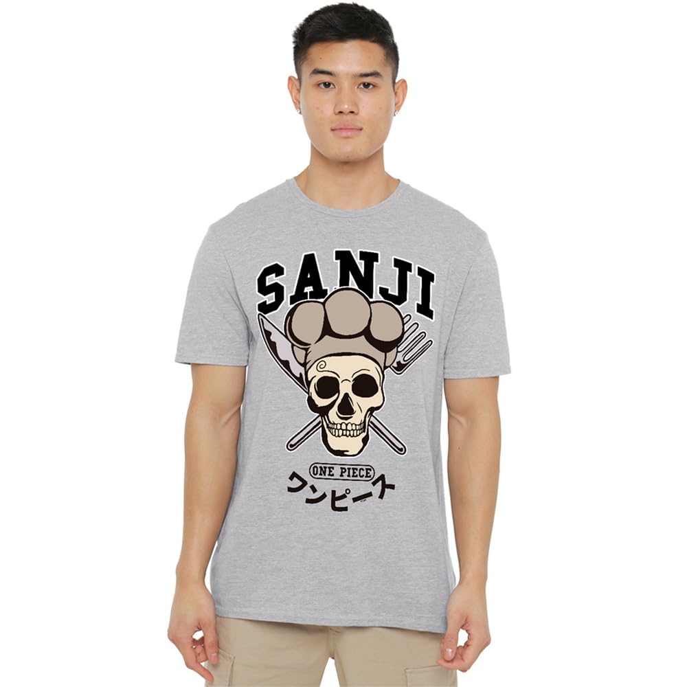 One Piece Sanji Collegic Skull Unisex T-Shirt, Athletic Heather, Small
