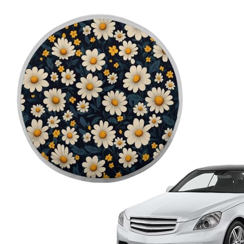 Image of Steering Wheel Cover Protector Foldable Car Steering Wheel Sun Shade Cover Cute Daisy Car Interior Design Sun Shade for UV Protection Universal Vehicle Accessories