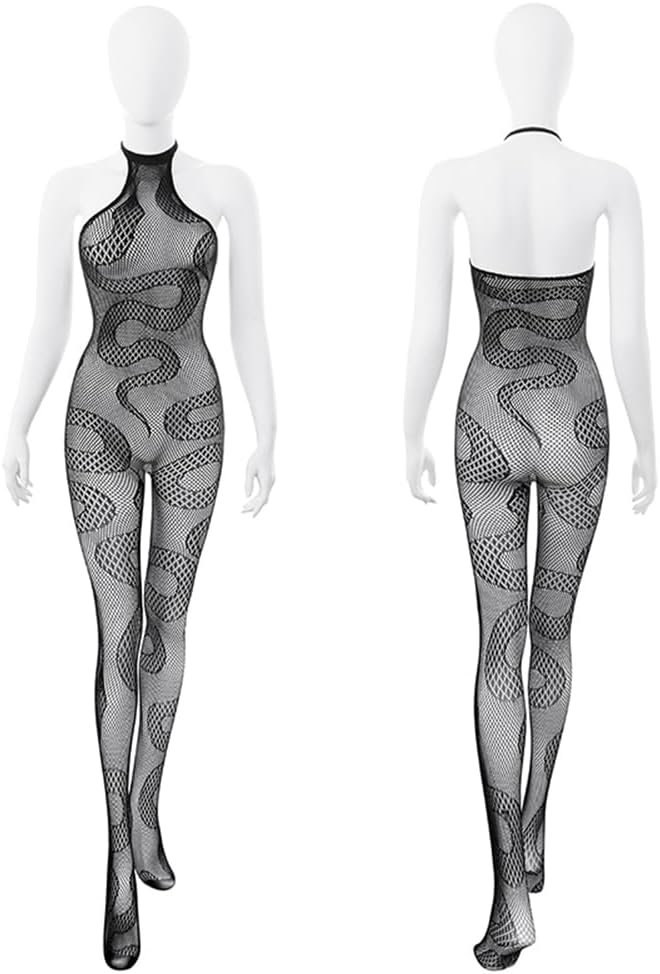 sexy jumpsuits for women going out Backless Bodycon outfit Cosplay costume lingerie Fishnet Bodysuit Perspective One Piece Clubwear Party Anime Roleplay Set Black - Image 6