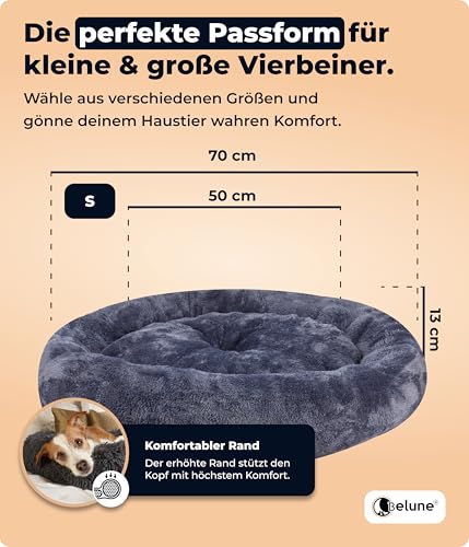 Belune® Donutkissen Deluxe [Dunkelgrau, 70cm], waschbar, Hundebett kleine Hunde, Hundedonut Kissen kleine Hunde