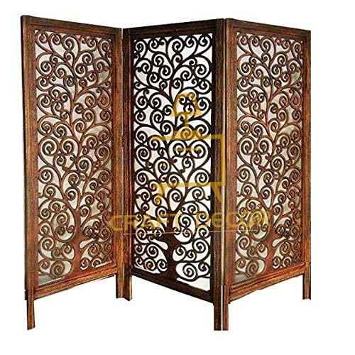 Wooden Partition for Living Rooms 4 Feet Wood Partition Wall Dividers, Wood Screen Separator 3 Wall Panels for Living Room/Bedroom/Office/Restaurant/Kitchen (Brown)-image-46
