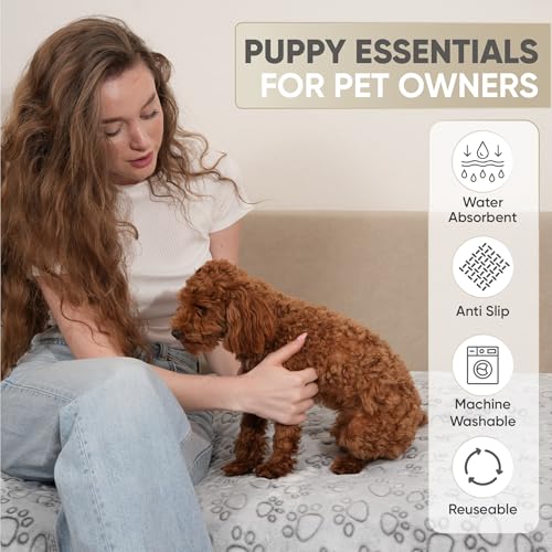 Image of Washable Reusable Puppy Pads for Dogs - Soft, Leakproof & Super Absorbent Dog Pee Pads - Non-Slip Waterproof Potty Training Pads for Crate, Floor, Sofa, Playpen & Whelping Box - 2 Pack