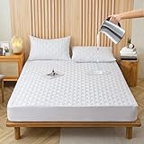 防水ボックスシーツ セミダブル 防水シーツ マットレス·敷き布団カバー 4層構造 介護用防水シーツ 失禁対策 全周ゴム付き 着脱簡単 柔らかな触感 抗菌防臭 防ダニ 丸洗い可能 敷きカバー ズレ防止 ベッドカバー マットレスシーツ(セミダブル·120X200*30cm ホワイト)