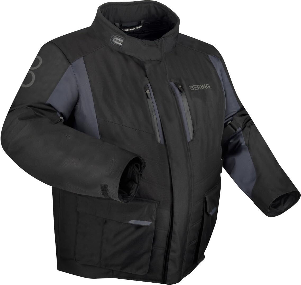 BERING Siberia King Size Veste textile de moto imperméable, noir/gris, W-5XL