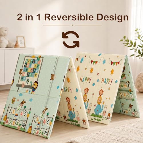 Image of StarAndDaisy Baby Floor Play Mat for Babies, Infants & Toddlers, 8MM Double-Sided Waterproof Play Mat, Reversible & Foldable Design (Alphabet, 6 * 5)