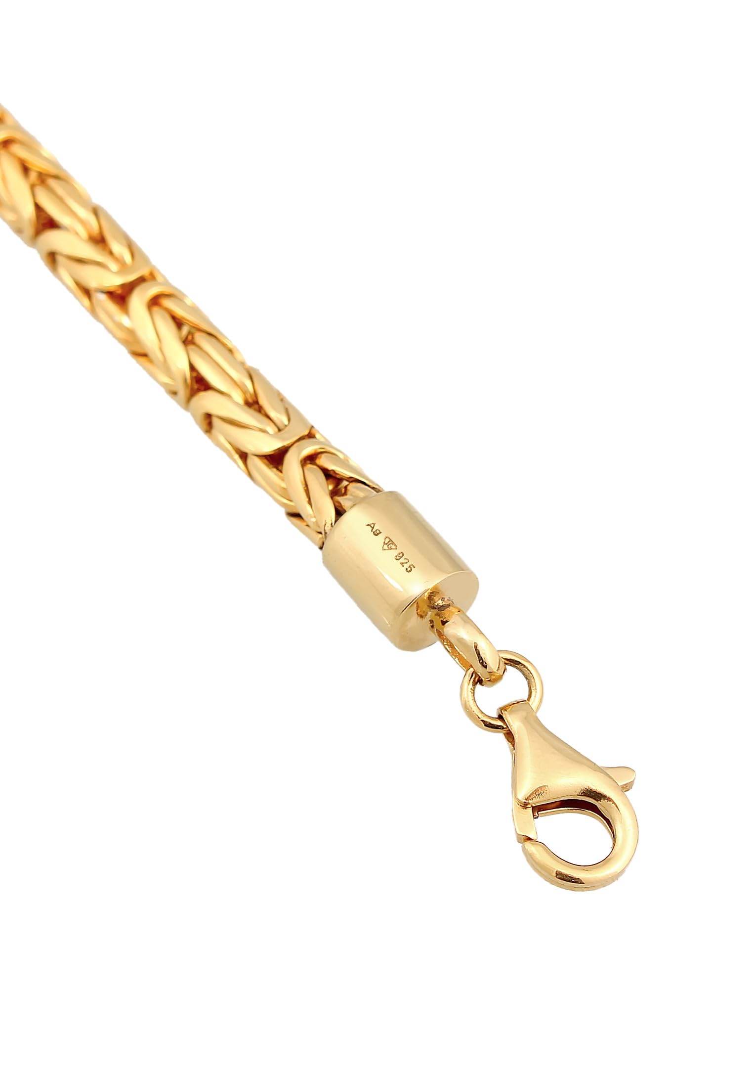 Kuzzoi Pulsera de plata de Buda para hombre, hecha a mano (5 mm) de plata 925 chapada en oro, pulsera real dorada para hombres, 26,3 g de peso, 0202152422