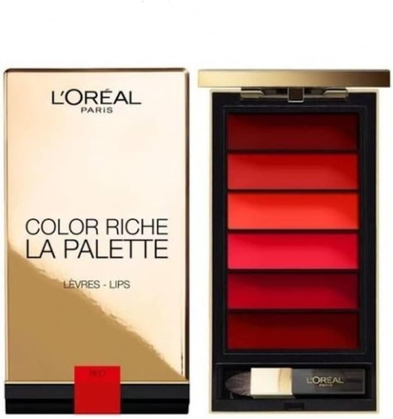 L’Oréal Paris Lippen Make-up Color Riche La Palette Lip Rood/Lipstick Palette met 6 harmonieuze tinten voor volle lippen, per stuk verpakt