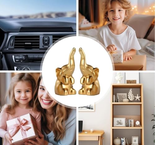 Image of VRB Dec 1 Set for Statue Study Office Desk Decor Showpiece Gift Decoration Accessories Items Decorative Showpeice for Home ((2 Pcs Golden Elephant))