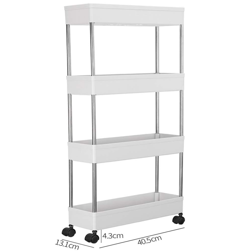 Baibao 2/3/4 Tier Plastic Rolling Cart With Castors For Kitchen Bathroom Utility And Organisation Cart 4 tiers A (Color : 2 Tiers B, Size : -)