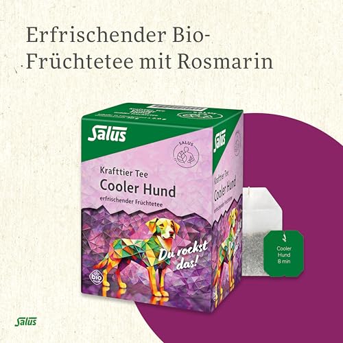 Salus - Krafttier Tee - Cooler Hund - 1x 15 Filterbeutel (30 g) - erfrischender Früchtetee mit Rosmarin - aromatisiert - bio