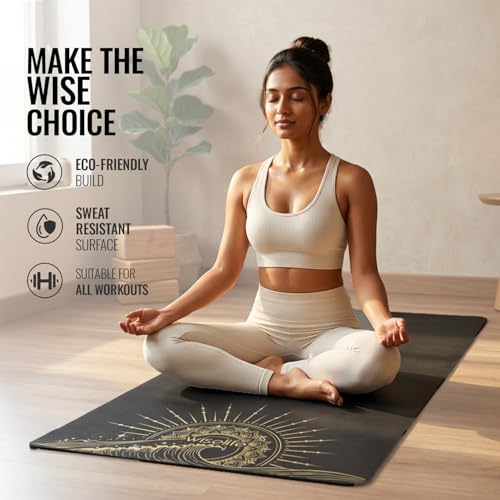Image of WiseLife Grande XL 6 MM TPE Yoga Mat for Men & Women | Extra Thick, Long & Wide Premium Exercise Mat with Yoga Strap | Anti-Slip & Anti-Tear Ideal for Yoga, Pilates, Home Workouts & Gym Use (Black XL)