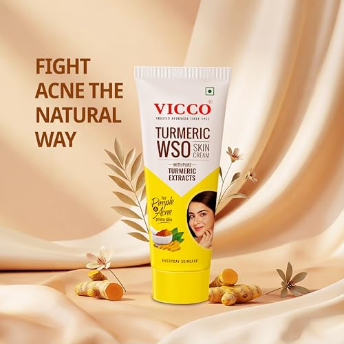 Image of Vicco Turmeric WSO Cream | Ayurvedic skin repair cream | Daily skincare for glowing skin I Fights Pimple & Acne | 15gm | Pack of 2