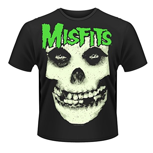 Plastic Head Misfits Glow Jurek Skull - T-Shirt - Col Ras du Cou - Manches Courtes - Homme - Noir - X-Large (Taille Fabricant: X-Large)