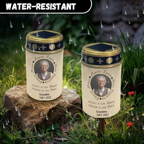 Image of Customizable Photo Solar Grave Lights for Cemetery Solar Power Outdoor Flameless Candle Waterproof LED Candles Lantern Solar Powered Flameless Candle Lights