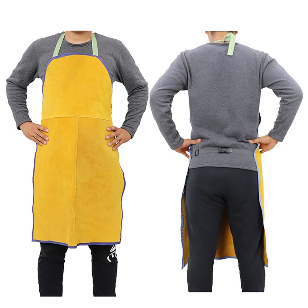 Grembiule da Saldatura Grembiule di Saldatura in Pelle di Vacchetta Grembiule da Lavoro, Cuoio Resistente al Calore e della Fiamma, fabbro Grembiule forgiato (Color : Yellow, Size : 70x100cm)