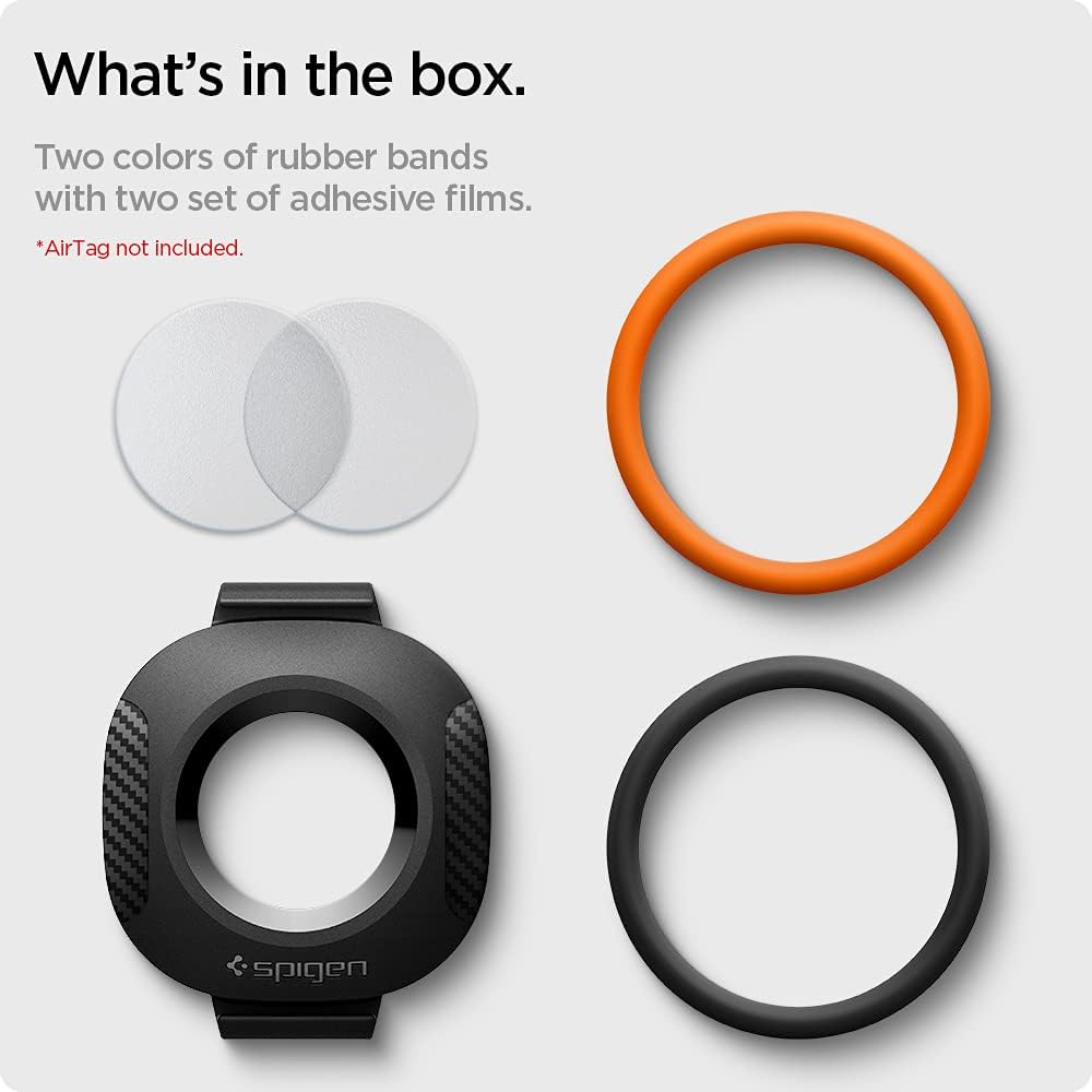 Spigen ComforTag Designed for AirTag 2nd Gen (2026) & 1st Gen Case Cover Holder for Pets Dogs Cats Collar for Outdoor Activities and More - Black (2 Bands)