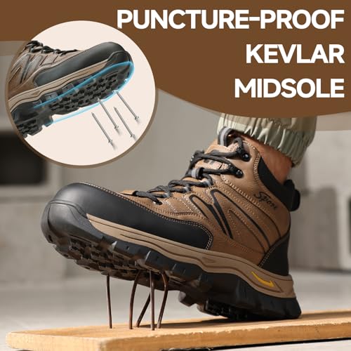 Image of Steel Toe Work Shoes for Men, Lightweight Safety Shoes with Puncture Resistant Midsole, Comfortable Protective Work Shoes for Warehouse Factory Light Construction