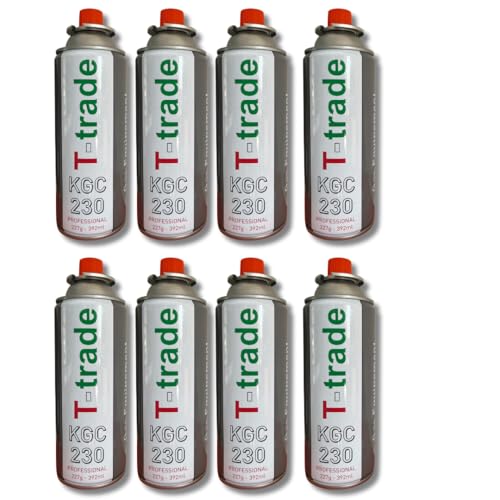 T-Trade Kit Bombolette Gas Butano Multipack 8 Pezzi 230 Grammi Fornelli Campeggio Casa