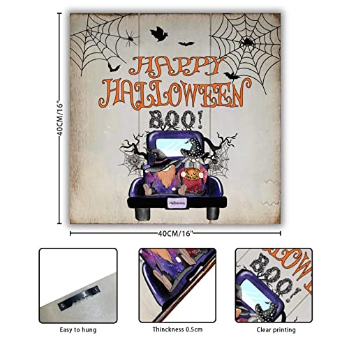 Panneau bois camion bleu citrouille Halloween déco murale 40cm