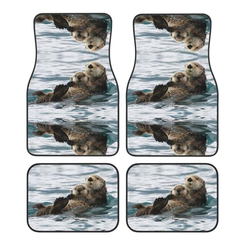 Tapis de voiture loutre imprimé ensemble complet 4 pièces pour berline