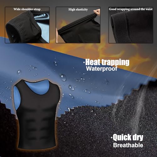 Sauna Vest for Men Waist Trainer, Sleeveless Mens Sweat Sauna Suit Shirt Compression Tank Top4