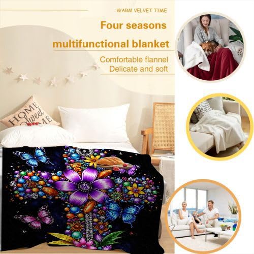 Manta Polar 220 x 240 Cruz Colorida, Mantas para Cama 105 de Franela Cálida y Cómoda para Niños y Adultos, Mantitas para Sofá Reversible para Cubre Sofa Colchas, Fácil de cuidar