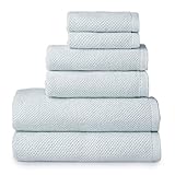 Welhome Franklin Premium | 2 Bath Towels 2 Hand Towels 2 Washcloths | Textured Sky Blue Bathroom Tow