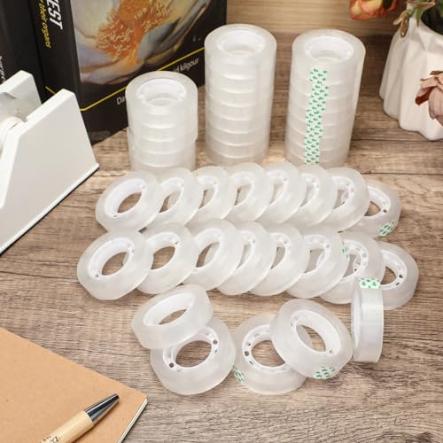 Image of Jetec 24 Rolls Clear Tape Bulk Transparent Invisible Tape Refills 1 /2 x 1260 Inches Glossy for Gift Wrapping Dispenser Office School Home Use Gift Wrap Desk Supplies