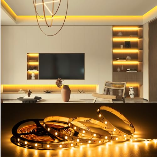 Image of 10ft Warm White LED Strip Lights,12V Dimmable Tape Lighting with Infrared Remote,SMD 2835 LEDs Adhesive Ribbon Light,Connectable