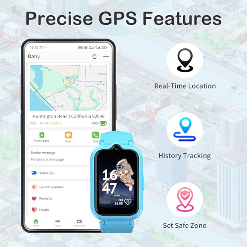 Image of 4G Kids Watch with GPS Tracker | Kids Smart Watch with Video & Voice Calling Alarm SOS Pedometer Calculator Camera HD Touch Screen School Mode, Gift Watches for Kid, Boys and Girls Age 5-12
