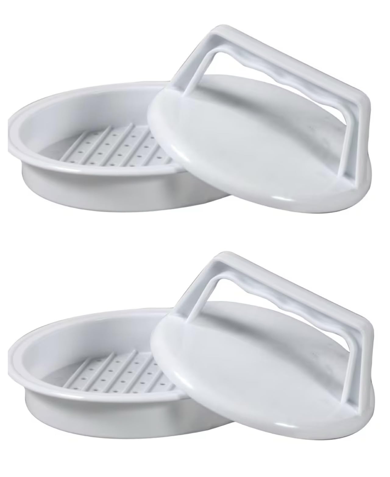 Hamburger Press Patty Maker Set of 2 Burger Mold Rings Patty Press Grilling Accessories, White PLastic Barbecue Picnic