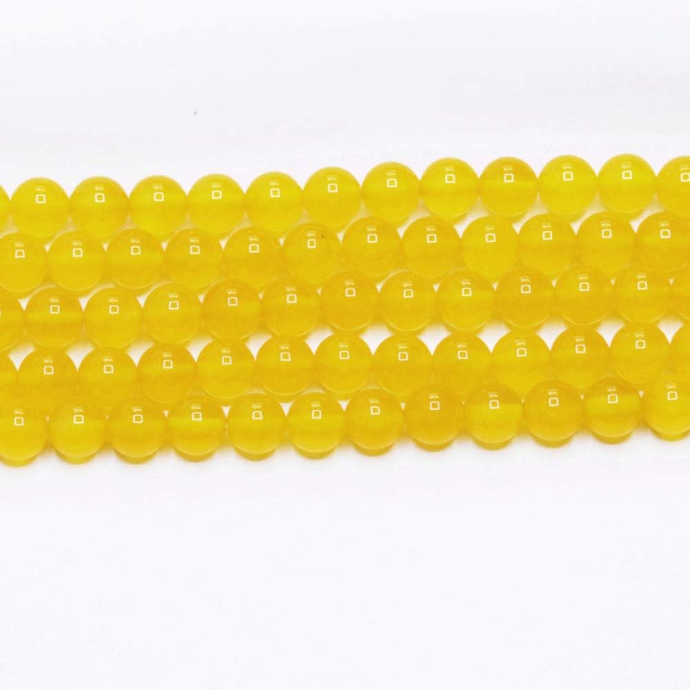 Natural Gemstone Loose Beads Smooth Round Approxi 15 inch DIY Bracelet Necklace for Jewelry Making (6mm, Yellow Agate) 6mm Yellow Agate