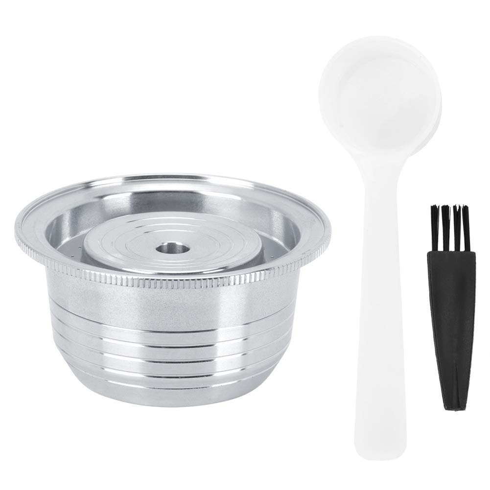 Reusable Coffee Capsule Filter Cup Coffee Pods+Refillable Milk Capsules Stainless Steel Coffee Capsule Filter Cup Brush Spoon Kit