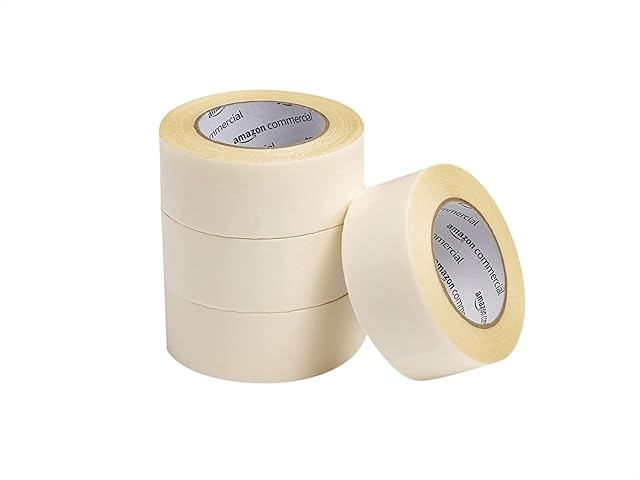 AmazonCommercial Heavy Duty Double Sided Fiberglass Carpet Tape, 4.77 centimeters x 27.43 Meters, 4-Pack