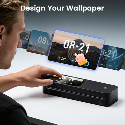 Image of Phomemo M85 Touchscreen Portable Printers Wireless for Travel with Case | Custom Templates & Wallpapers Thermal Bluetooth Inkless Printer, For 8.5 inchx11 inch Letter, Compatible with Phone /PC, Home & Travel
