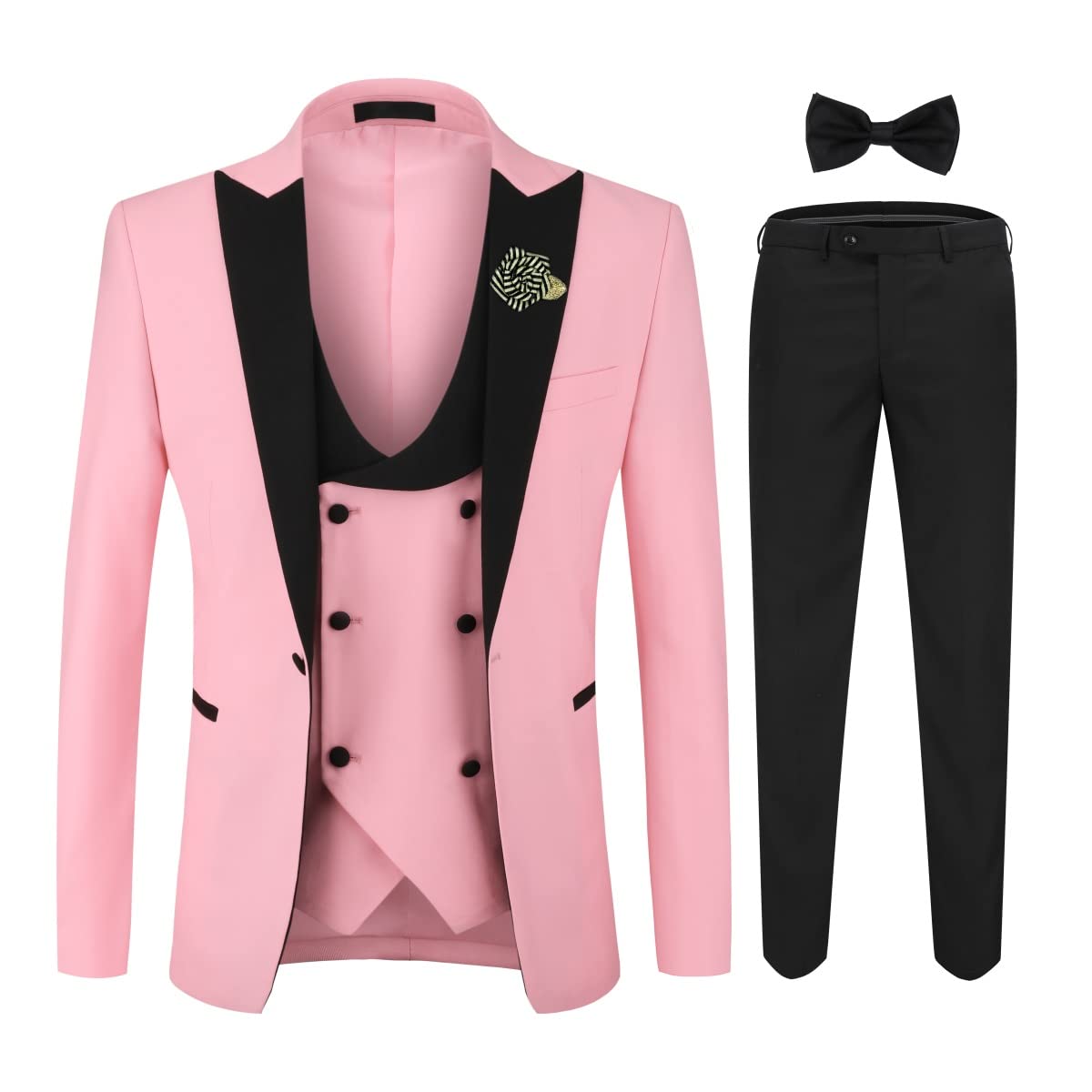 YOUTHUP Traje de Hombre Slim Fit 3 Piezas Peak Lapel Tuxedo con Ramillete y Pajarita para Novios de Boda