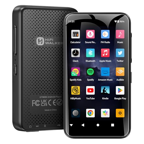 HIFI WALKER G7mini2 80GB MP3 Player mit Bluetooth ＆ WiFi, 4″ Touchscreen Musikplayer für Spotify & YouTube Music, 1080P Video MP4 Player, Schwarz