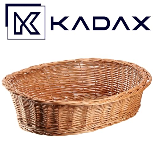 KADAX Hunde und Katzenliege aus Weide, Haustierbett in Naturfarbe, Hundebett, Katzenkorb, Liegestuhl für Tiere, Tierbett, Hundeschlafplatz. Ruhekorb (22x90x70cm)