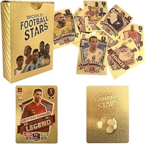 Prezzie Villa Golden Football Trading Card, 2022/23 World Cup Football Star Card, UEFA Champions League, Gold Foil Cards, Pack of 55