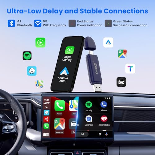 Image of Carlinkit Mini SE Pro Wireless Android Auto & CarPlay Adapter, 2-in-1 Mini Converts Wired to Wireless Dongle for USB-C /A Plug and Play Low Latency Portable /iPhone iOS 10+ / Android 11+