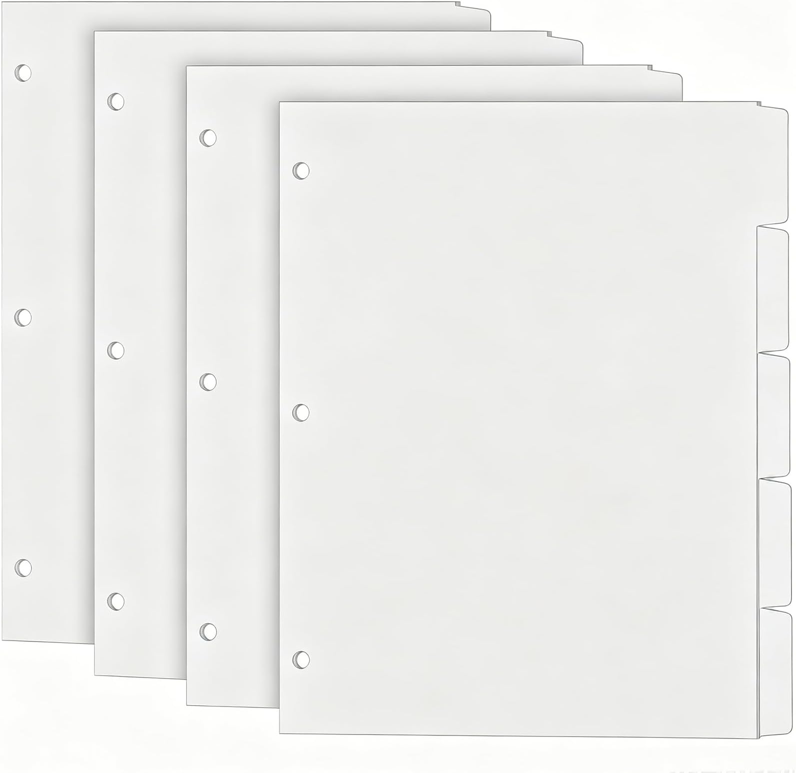 Binder Dividers for 3 Ring Binder, 1/5 Cut Tabs, Letter Size, Blank Write On Page Dividers with 5 Big Tabs for School Office Home, 4 Sets, 20 Dividers, White