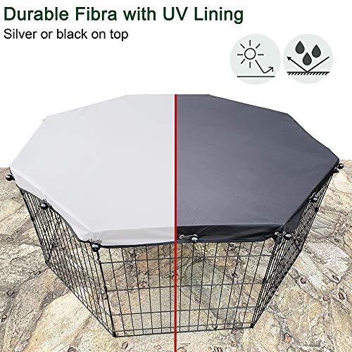 Universal Dog Playpen Cover With Sun/Rain Proof Top, Provide Shade And Security For Outdoor And Indoor, Fits All 24" Wide 8 Panels Pet Exercise Pen (Cover Only) #TOP4