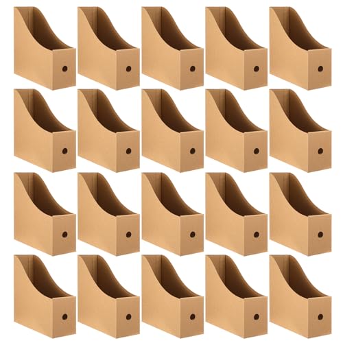 wutfuooo 20 Pack Cardboard Magazine File Holders, Sturdy Book Bins for Classroom Library, 10.6'' ×10.2'' ×3.5'' Inch Vertical File Folder Box