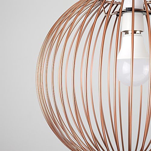 MiniSun Retro Metal Basket Style Globe Ceiling Pendant Light Shade in a Copper Effect Finish - Complete with a 6w LED GLS Bulb [3000K Warm White]