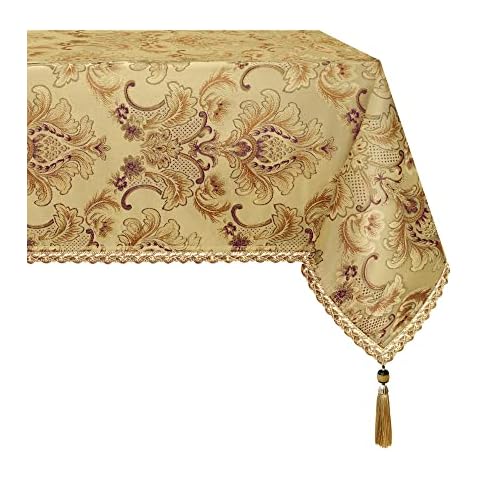 TOPLUXE Damask Tablecloth, Rectangle Table Cloth for Kitchen Restaurant Party, Table Cover Wrinkle Resistant Washable (140x200cm, Yellow) Cover