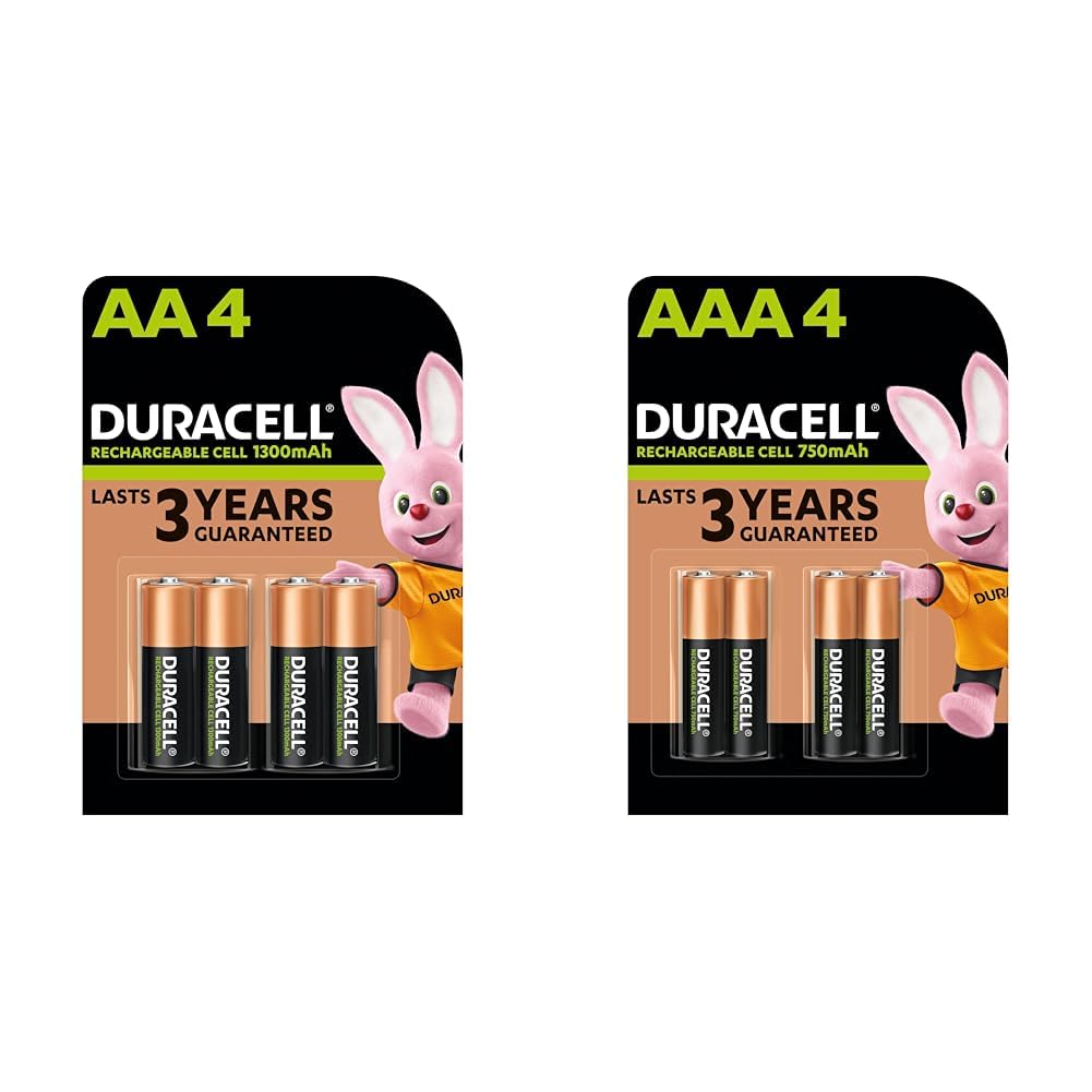 Duracell Rechargeable AA 1300mAh Batteries, Pack of 4